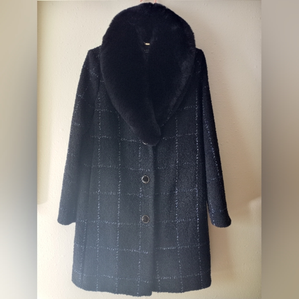 Kate Spade Lurex Plaid Wool Coat